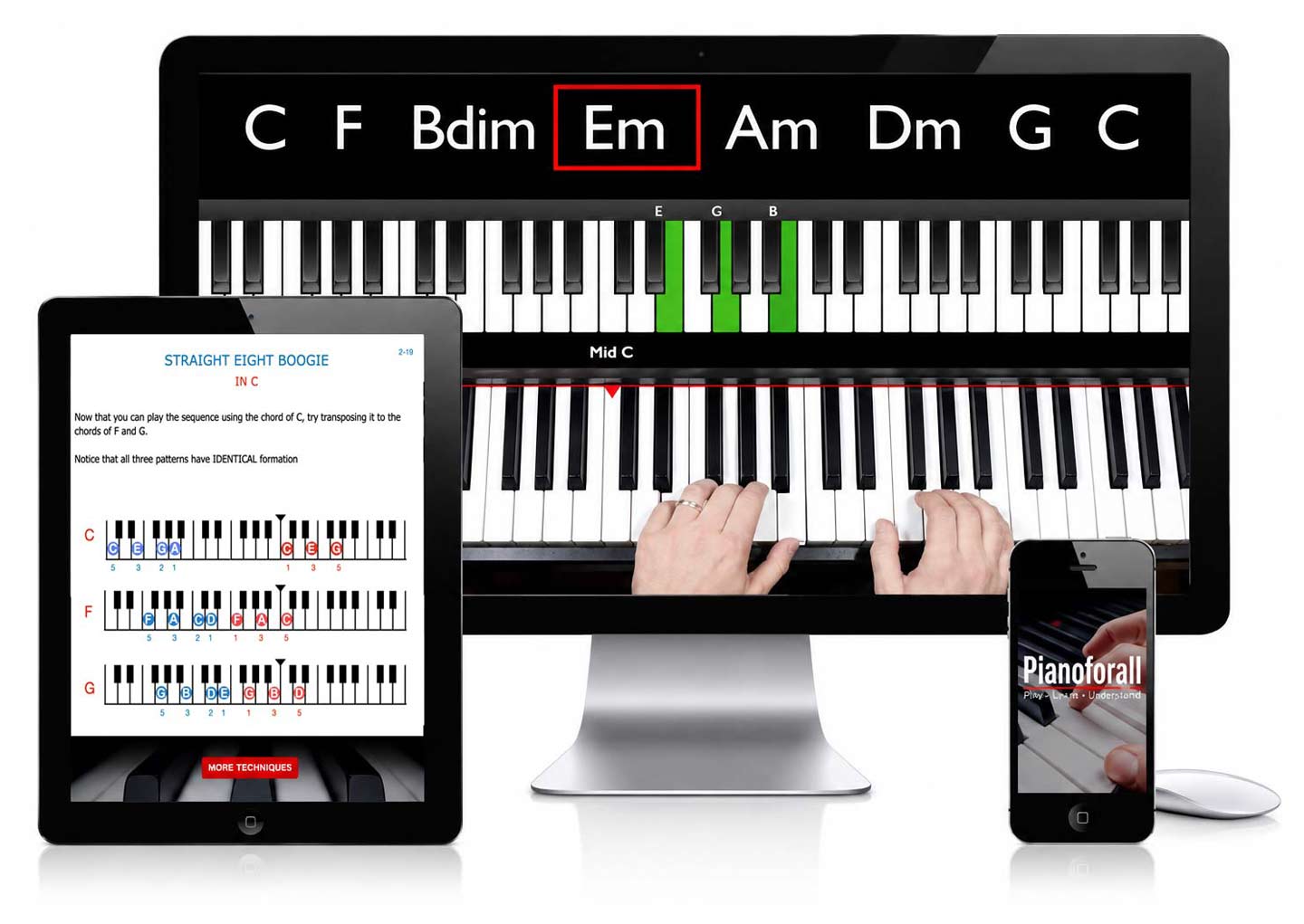 Pianoforall course on desktop, tablet and mobile